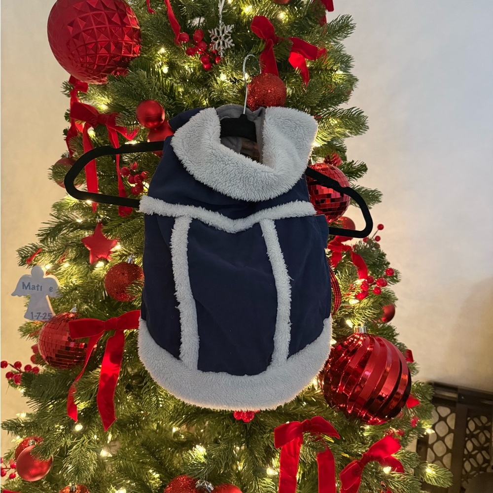 Navy and White Dogs Winter Vest